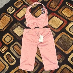 Pink Halter Top and Capri Set